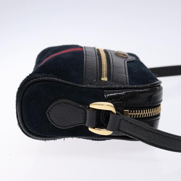 GUCCI Sherry Line Shoulder Bag Suede Navy Gold - Picture 4 of 16